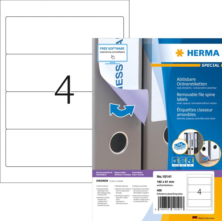 Actual product image HERMA Removable A4 file labels