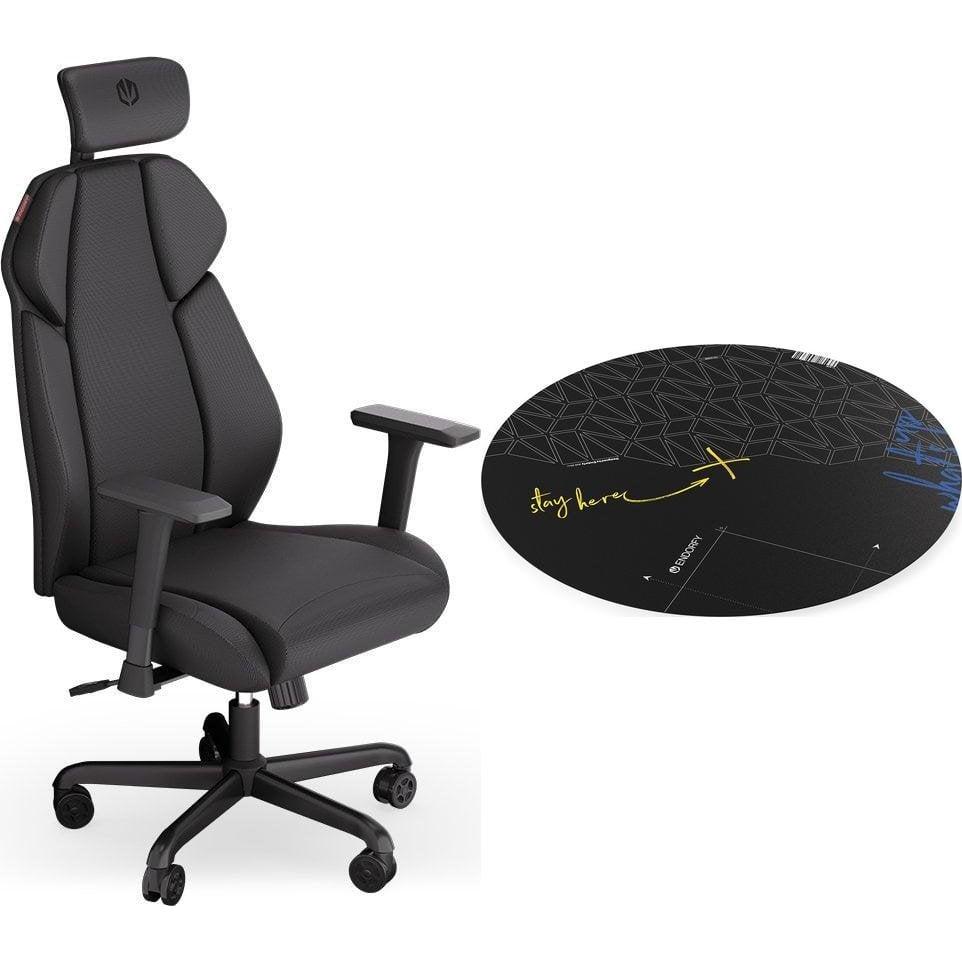 Endorfy Fotel Fotel Meta BK czarny (EY8A005) + Floor Pad FP110C, Sedia gaming, Nero