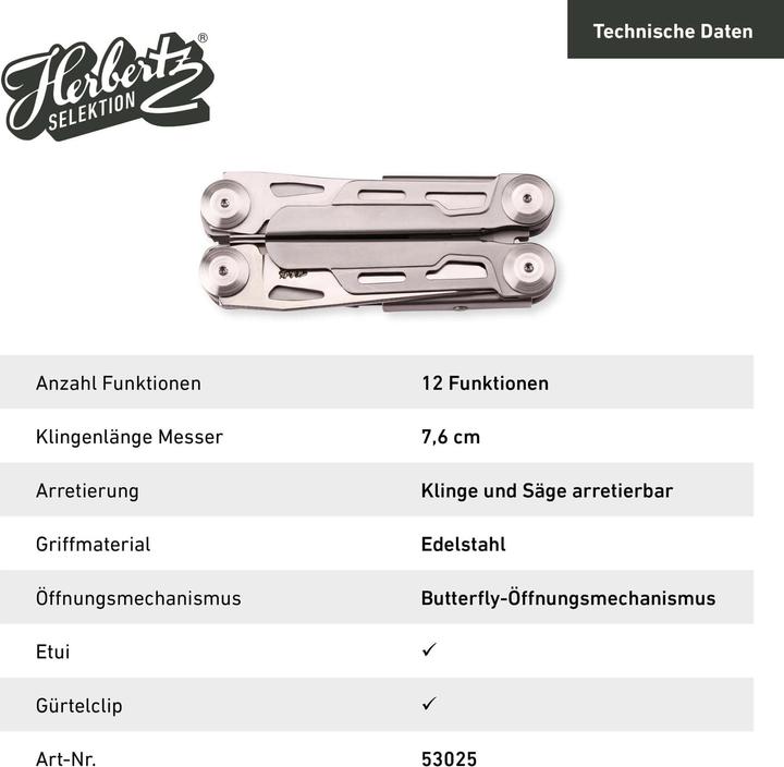 Actual product image Herbertz Selektion Multitool mit Nylon-Etui (12 Functions)