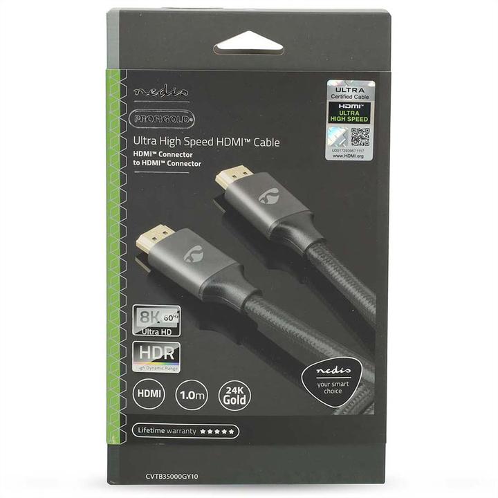 Produktbild Nedis Ultra High Speed ​​HDMI -Kabel - 48 Gbps - 1 m - rund - Metall - Anthrazit (1 m)