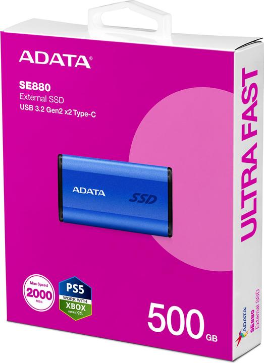 Actual product image Adata Dysk zewnętrzny SSD SE880 500 GB USB3.2A/C Gen2x2 Niebieski (0.50 TB)