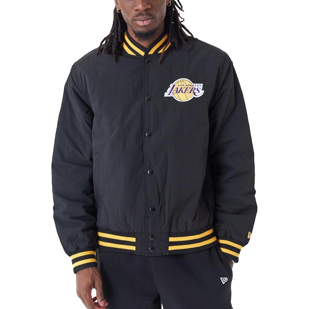 Thumbnail - New Era, Herren, Jacke, College Bomber Jacke - BACKPRINT LA Lakers - XL (XL), Schwarz, XL