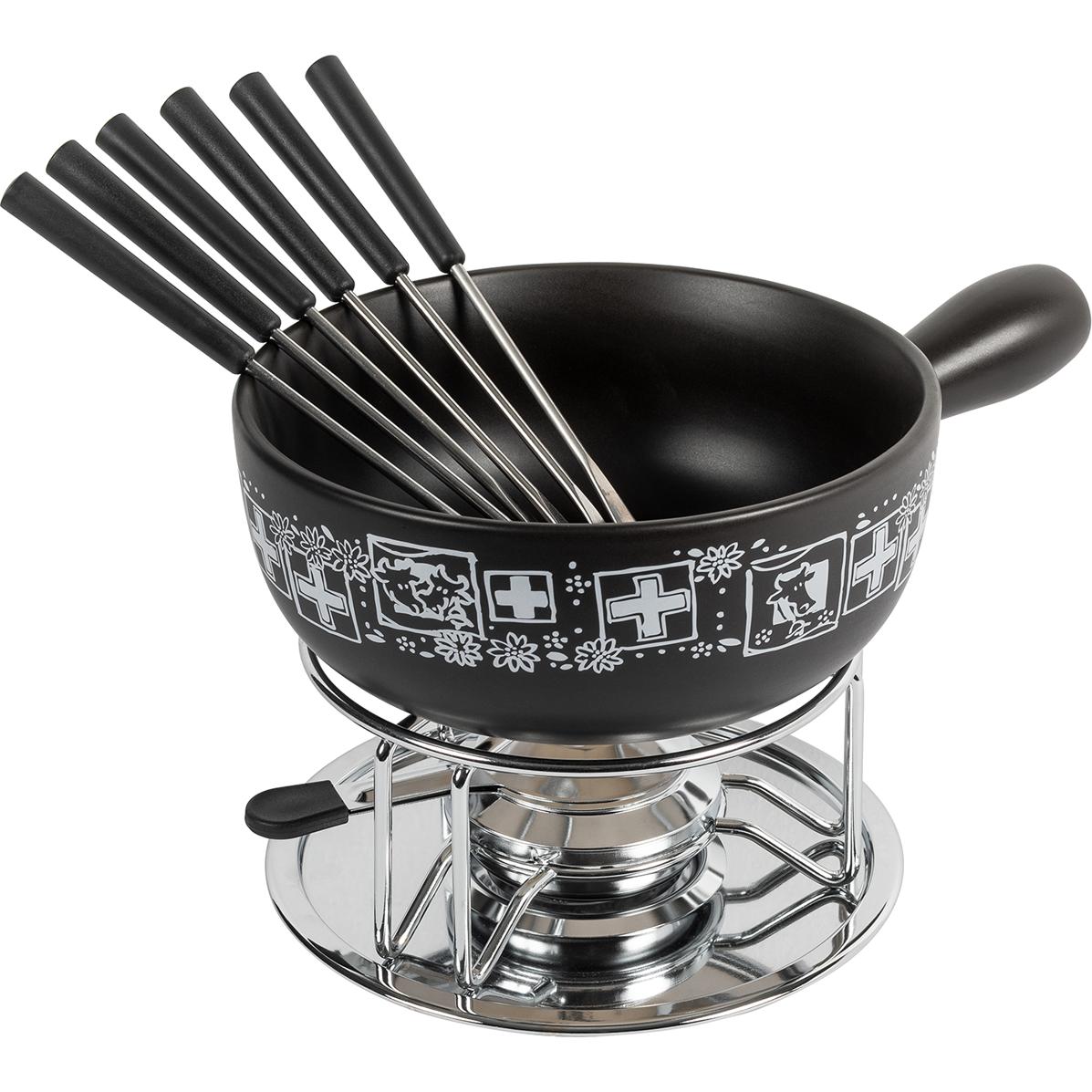 Kuhn Rikon Käsefondue Set Suisse, Fondue Set, Schwarz