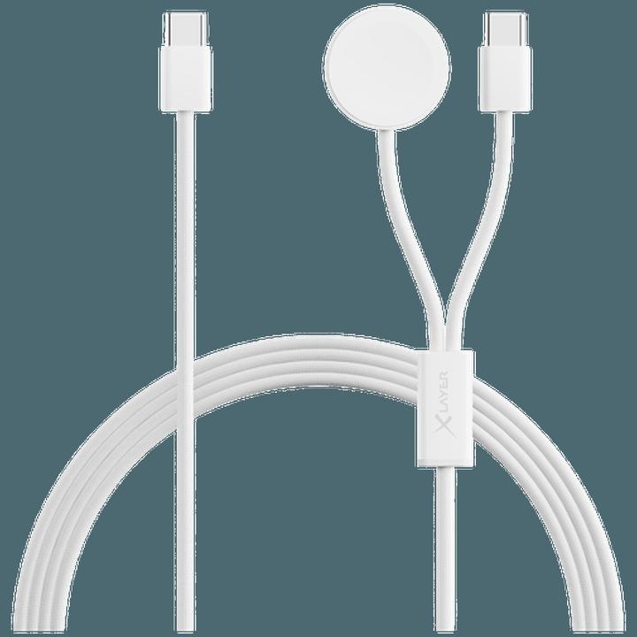 Produktbild Xlayer 2-in-1 feingewebtes Kabel mit USB Typ C & Apple Watch Charger 1.5 m White (1.50 m, USB 2.0)