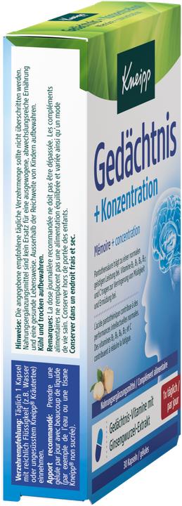 Produktbild Kneipp Gedächtnis + Konzentration (30 Stück, Kapseln, 15 g)