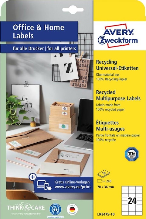 Actual product image Avery Recycling labels, home office, small pack