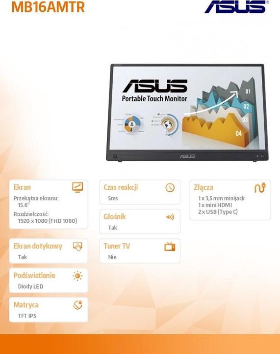 Image du produit ASUS ZenScreen MB16MTR (1920 x 1080 pixels, 15.60")