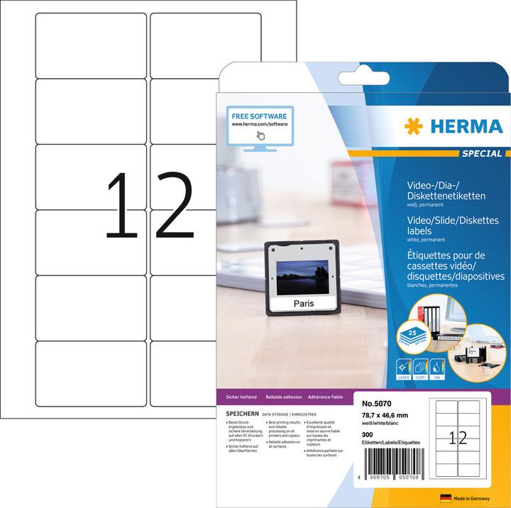 Actual product image HERMA Slide labels A4