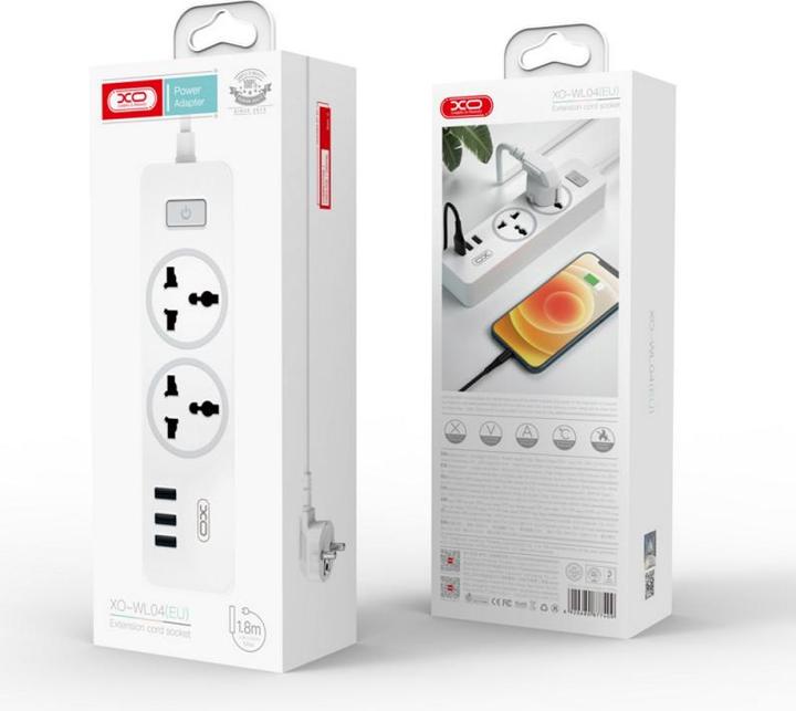 Produktbild xO Power Strip WL04, 3 x Socket, White (3 Ports)