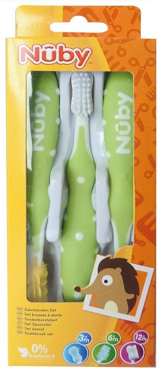 Nuby Zahnputztrainer 3er Set (Weich, 1 x)