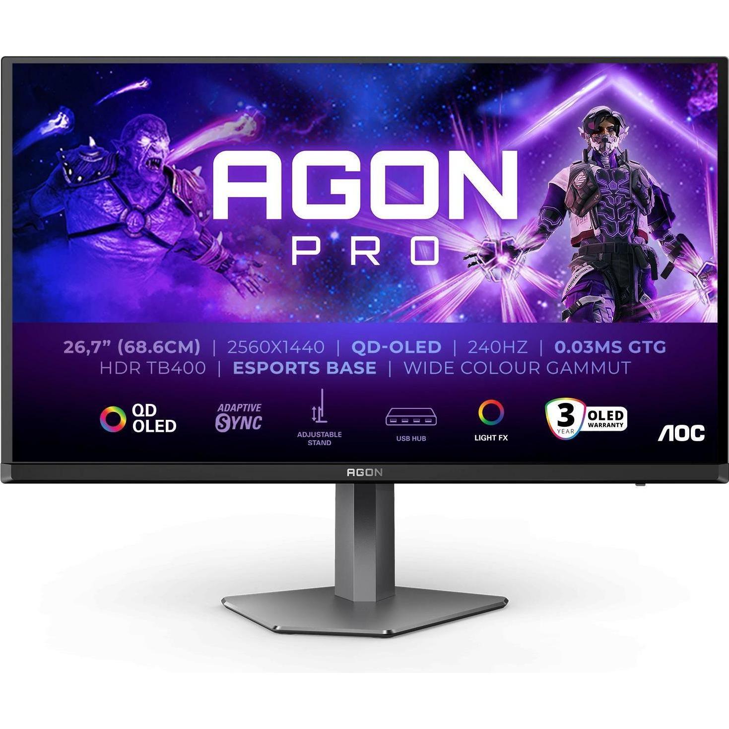 AOC Agon PRO AG276QZD2 (2560 x 1440 Pixel, 26.70"), Monitor, Grau