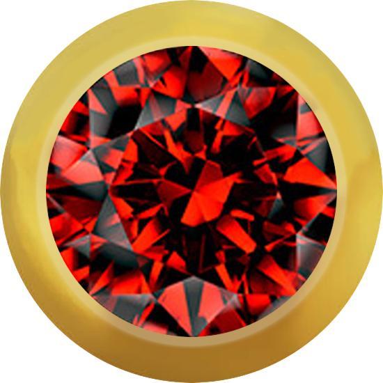 Produktbild Star Piercing Micro Kugel vergoldet mit Kristall rot (ohne Messing, Chirurgenstahl 316L)