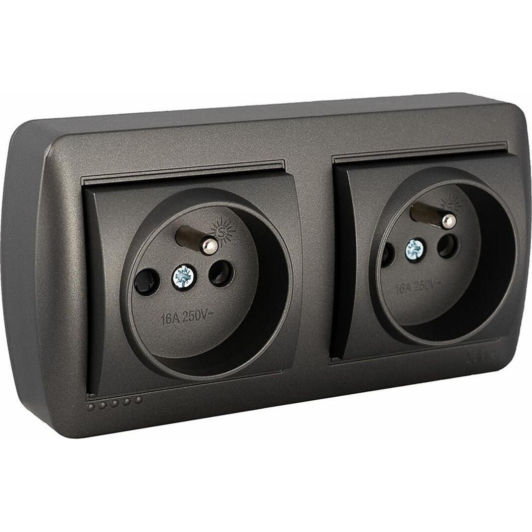 Solera, Presa di corrente, Steckdose Mural 2pt Graphit 16 A 250 V Double