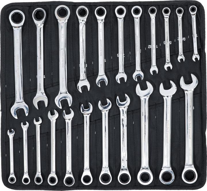 BGS Ratchet Combination Wrench Set metric / Inch Sizes 22 pcs.
