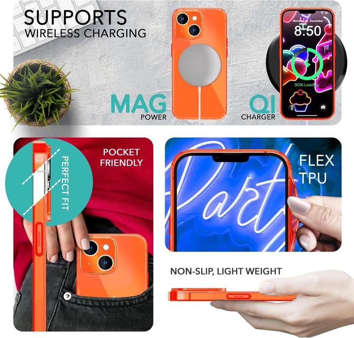 Actual product image Nalia Clear Transparent Neon Silicone Sleeve (Apple iPhone 14)