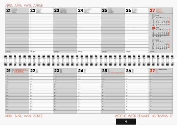 Actual product image Brunnen Landscape calendar 772 29,7x10,5cm cardboard cover red 2025 (297 x 105 mm)