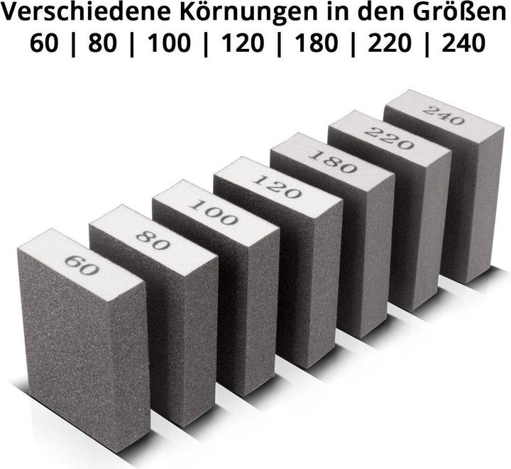 Actual product image Stahlwerk Sanding sponge set of 7 60 | 80 | 100 | 120 | 180 | 220 | 240 grit (P180, P60, P120, P220, P100, P80, P240)