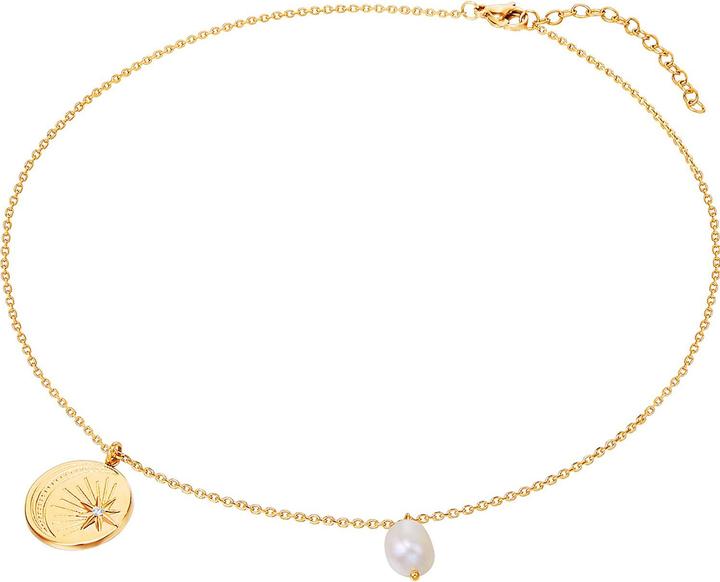 Image du produit Valero Pearls Femme Acier inoxydable Preciosa Perle de culture d'eau douce or jaune 40,0 cm chaîne de base + 5,0 (Acier inoxydable, 40 - 45 cm)