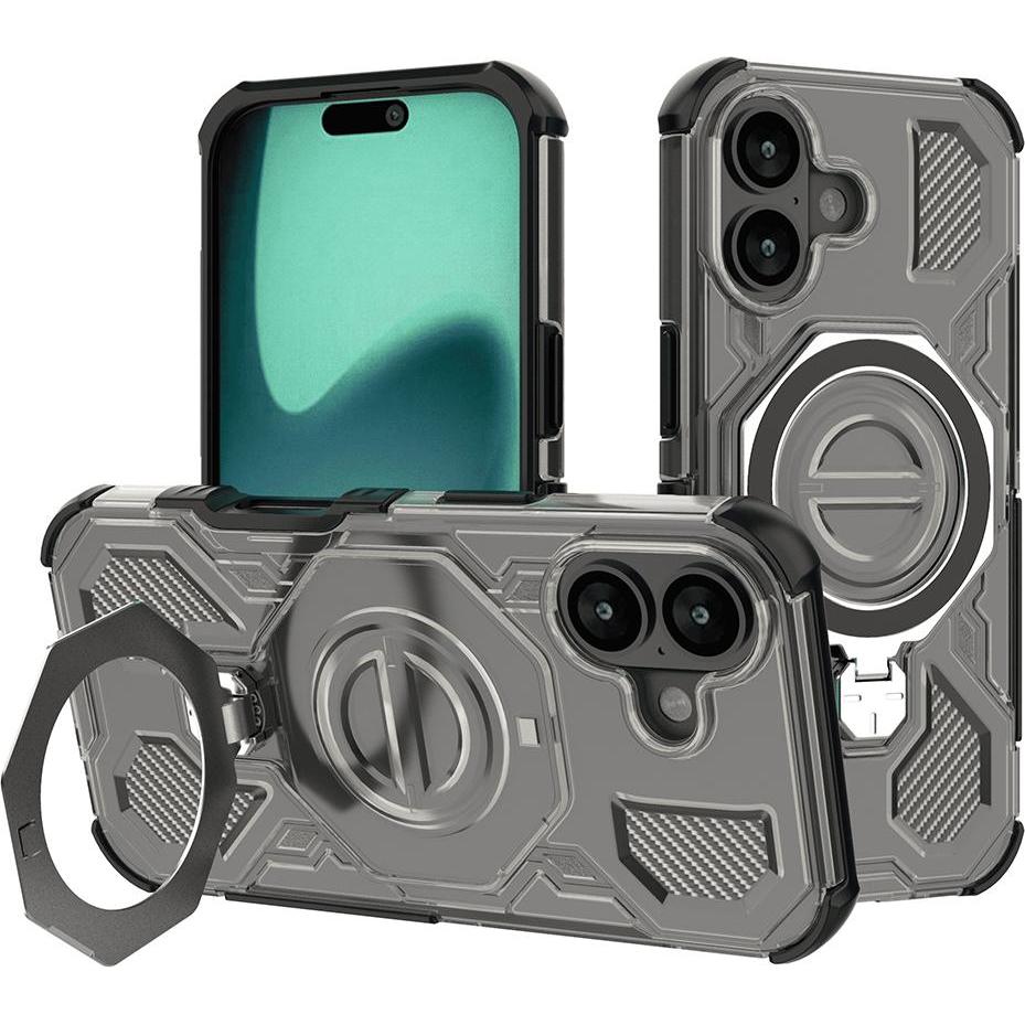 Techsuit - Carbon Shield PRO - iPhone 17 - Smoke Black (Apple iPhone 17), Cover smartphone, Nero