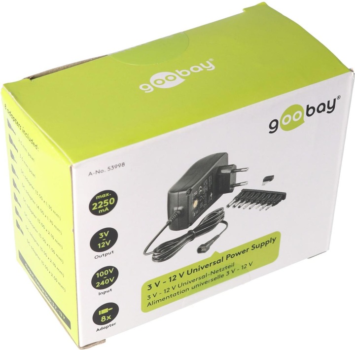 Produktbild Goobay 3 V - 12 V Universal-Netzteil