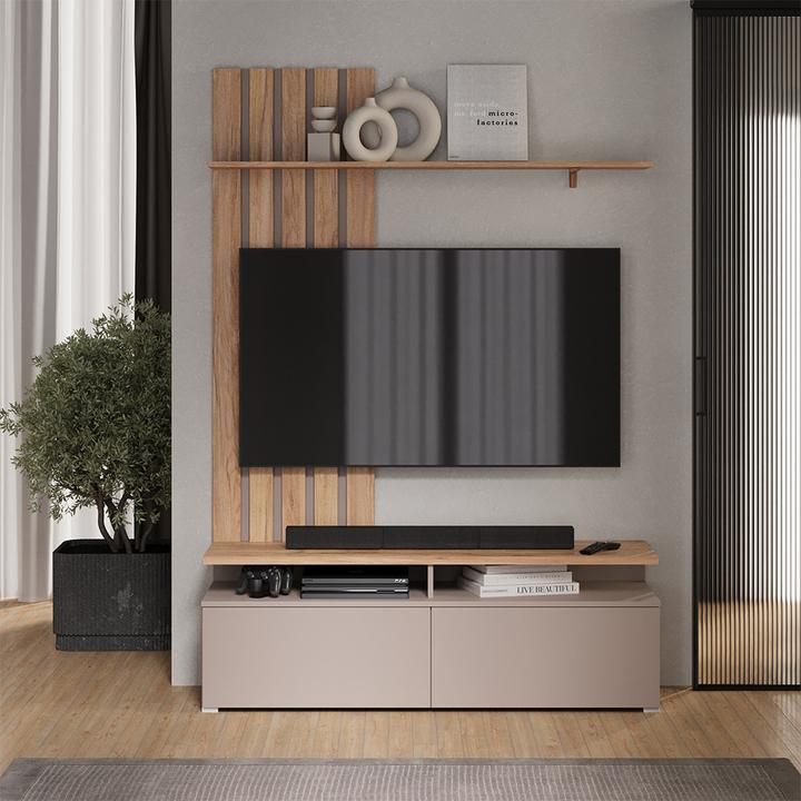 Image du produit Vicco Wohnwand Harro, Goldkraft Eiche/Greige
