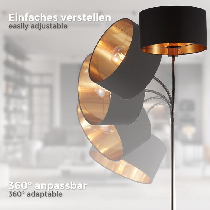 Produktbild B.K.Licht Stehleuchte, schwarz-gold, 1xE27/40W max. exkl. (E27)