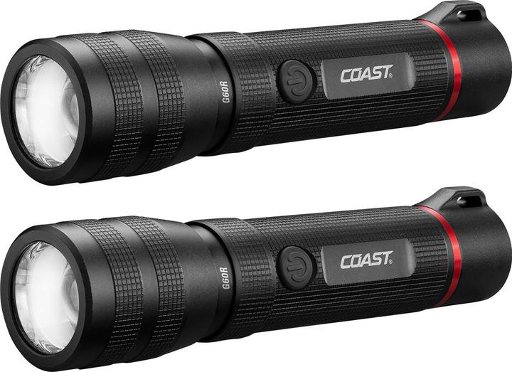 Coast 2 Stück G60R 1000 Lumen wasserdichte wiederaufladbare Taschenlampe (1000 lm)