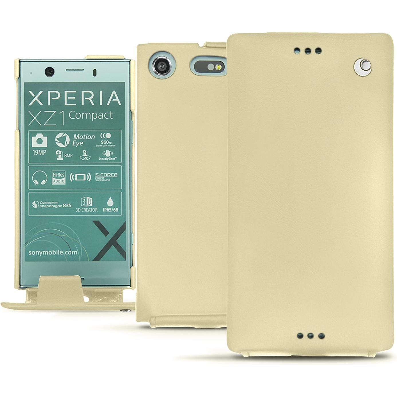 Thumbnail - Noreve Lederschutzhülle vertikal (Sony Xperia XZ1 Compact), Smartphone Hülle, Beige