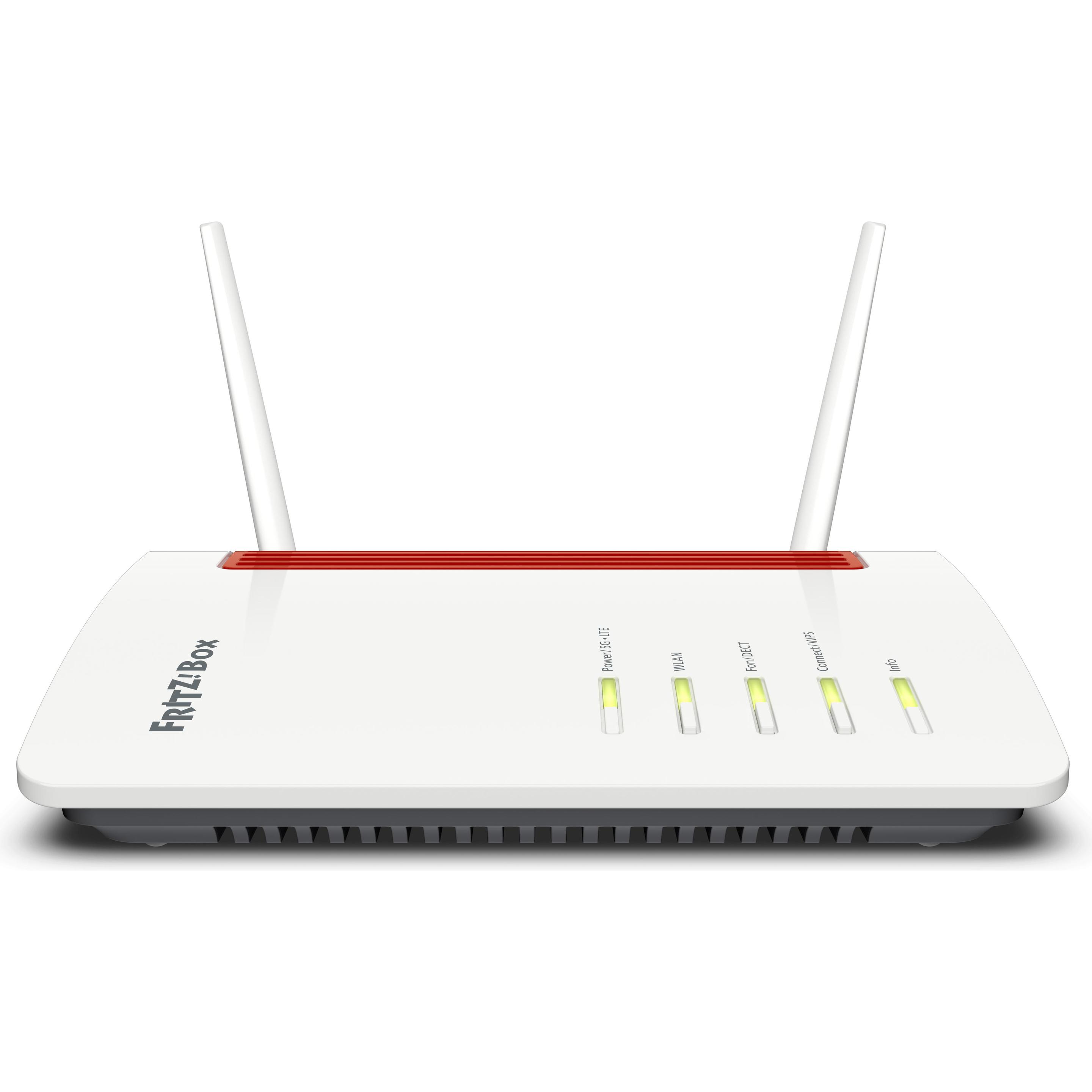FRITZ! Box 6850 5G International, Router, Rosso, Bianco