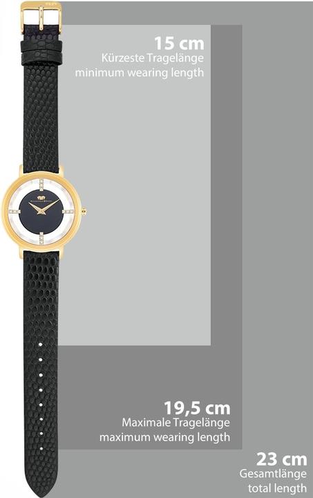 Produktbild Damen Quarzuhr Lucrezia Echtleder Schwarz - 33692 (Analoguhr, 36 mm)