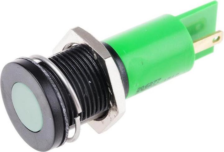 Produktbild RS PRO LED flach 16mm schwarz 230VAC grün IP67
