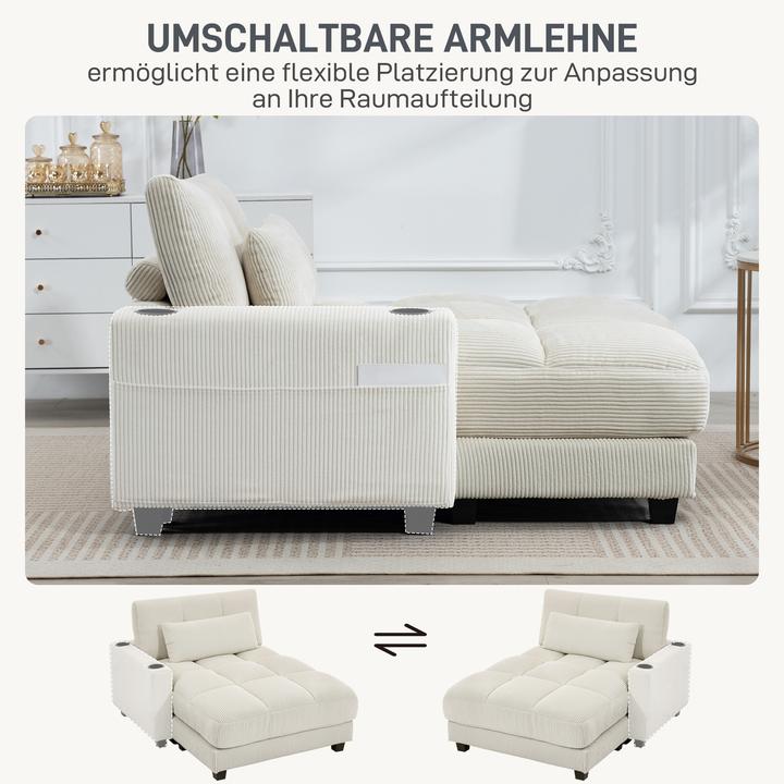 Produktbild Homcom Schlafsofa Polyester, Mehrschichtenplatte Cremeweiss (Recamiere)