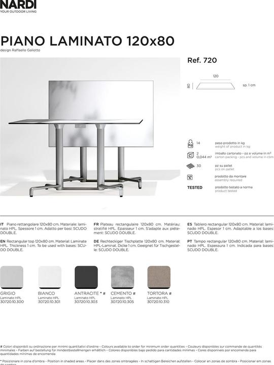 Produktbild Nardi P. LAMINATO 120X80 (80 x 120 cm)