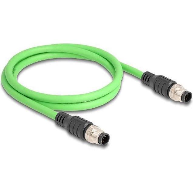 Delock M12 Kabel A-kodiert 8 Pin Stecker zu Stecker PUR (TPU) 1 m (SF/UTP, 1 m), Netzwerkkabel