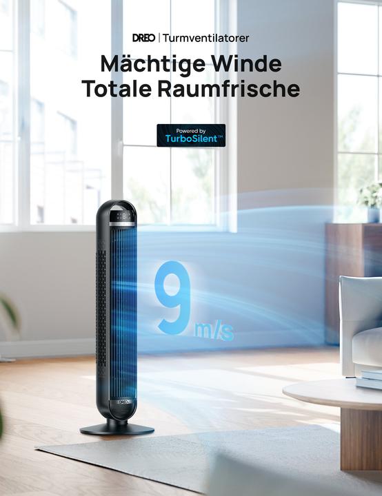 Actual product image Dreo - Quiet Tower Fan, 8 Speeds, 4 Modes, 92cm (25 dB)