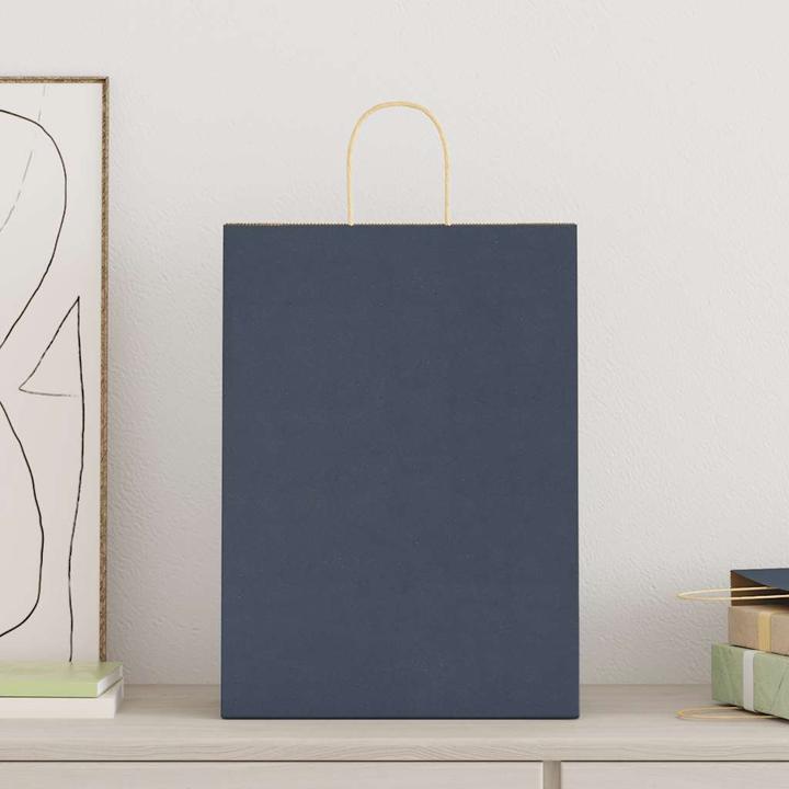 Actual product image vidaXL Kraft paper bags 50 pcs. with handle Blue 32x17x44 cm paper bag (Gift bag, 50 x)