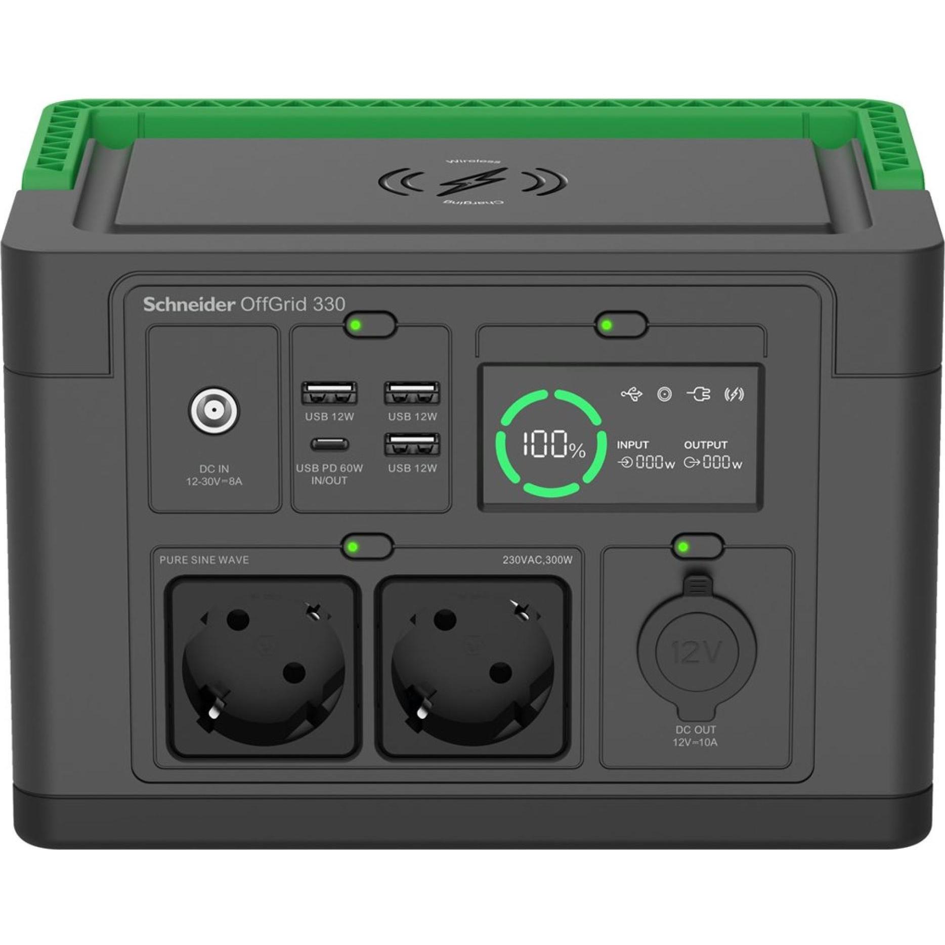 APC, Power Station, Schneider OffGrid Portable Power Station 330 332Wh Lithium-ion 2 Schuko Sinewave (332 Wh, 3.30 kg)