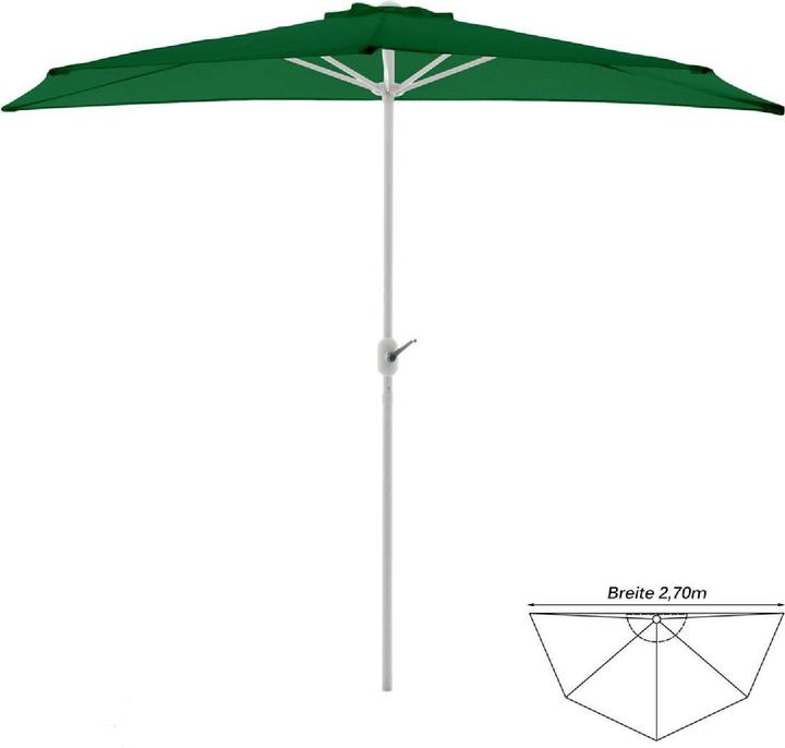 Produktbild VCM Balkon-Sonnenschirm Grün halbrund Gartenschirm Sonnenschutz 2,7m mit Kurbel (2.70 m)