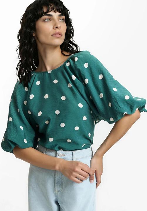 Immagine prodotto La Redoute Collections Bluse mit Rundhalsausschnitt Puffärmel mit Punkten (36)