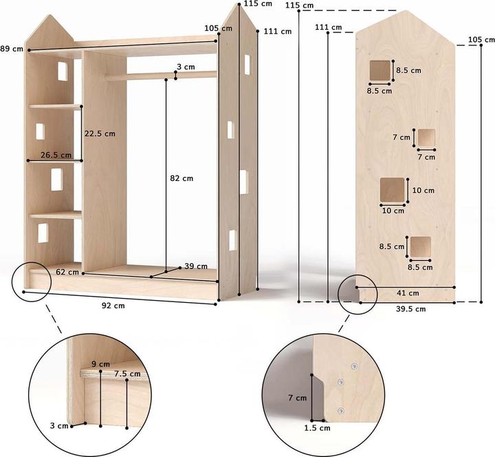 Immagine prodotto Montessori ® Kinderkleiderschrank - Natura Monessori® by Busy Kids® (92 cm)