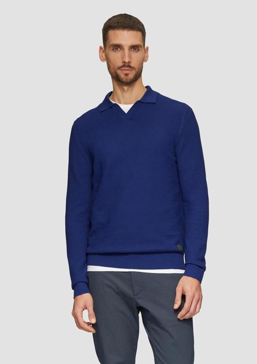 Produktbild S.Oliver Strickpullover Strukturierter Strickpullover mit Polokragen (XL)