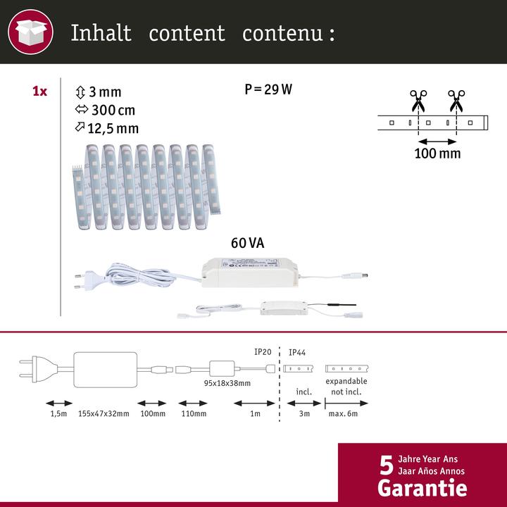 Actual product image Paulmann MaxLED 500 Stripe Set (Warm white, 300 cm, Indoor)