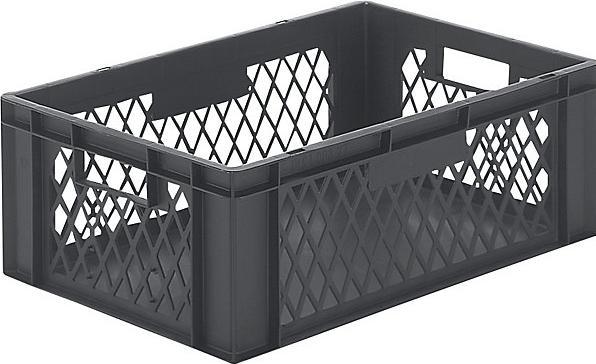 Actual product image kaiserkraft Euro format stacking container, walls perforated, bottom closed