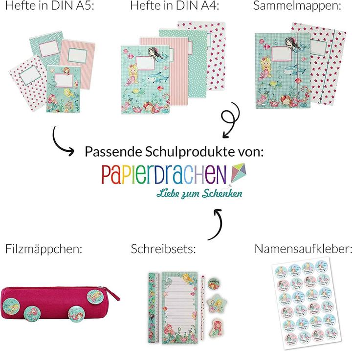 Actual product image Papierdrachen School folder set of 2 DIN A4 - Mermaid (VE 4) (A4, 2 x)