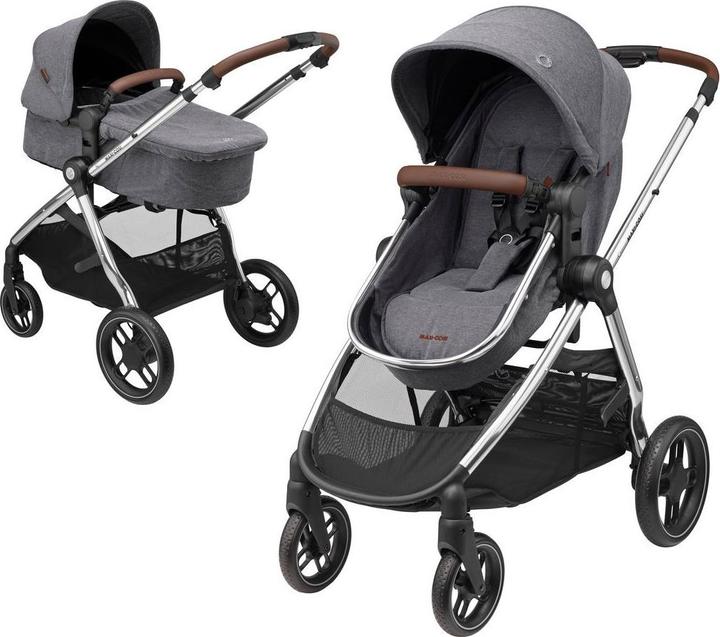 Actual product image Maxi-Cosi Zelia 3 Luxe Twillic Grey Fr (Chrome frame & Brown Leather)