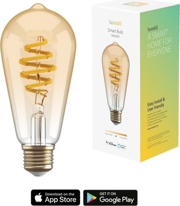Actual product image Hombli Filament Bulb CCT E27 ST64 (E27, 5.50 W, 300 lm, 1 x, G)