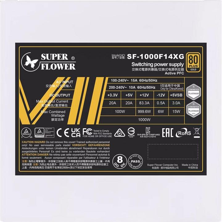 Immagine prodotto Super Flower Leadex VII XG Bianco 80 PLUS Gold, ATX 3.0, PCIe 5.0 - 1000 Watt (1000 W)