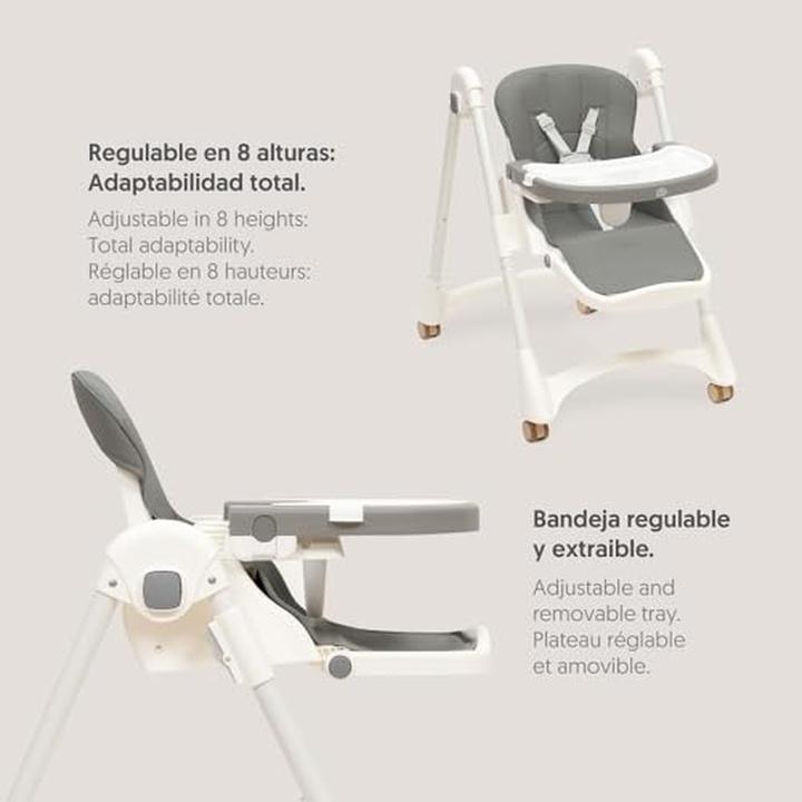Productafbeelding Interbaby Evolutiver Klappbarer Kinderstuhl mit verstellbarer Rückenlehne, Beinen und Tablett, Sicherheitsgurt (Kinderstoel)