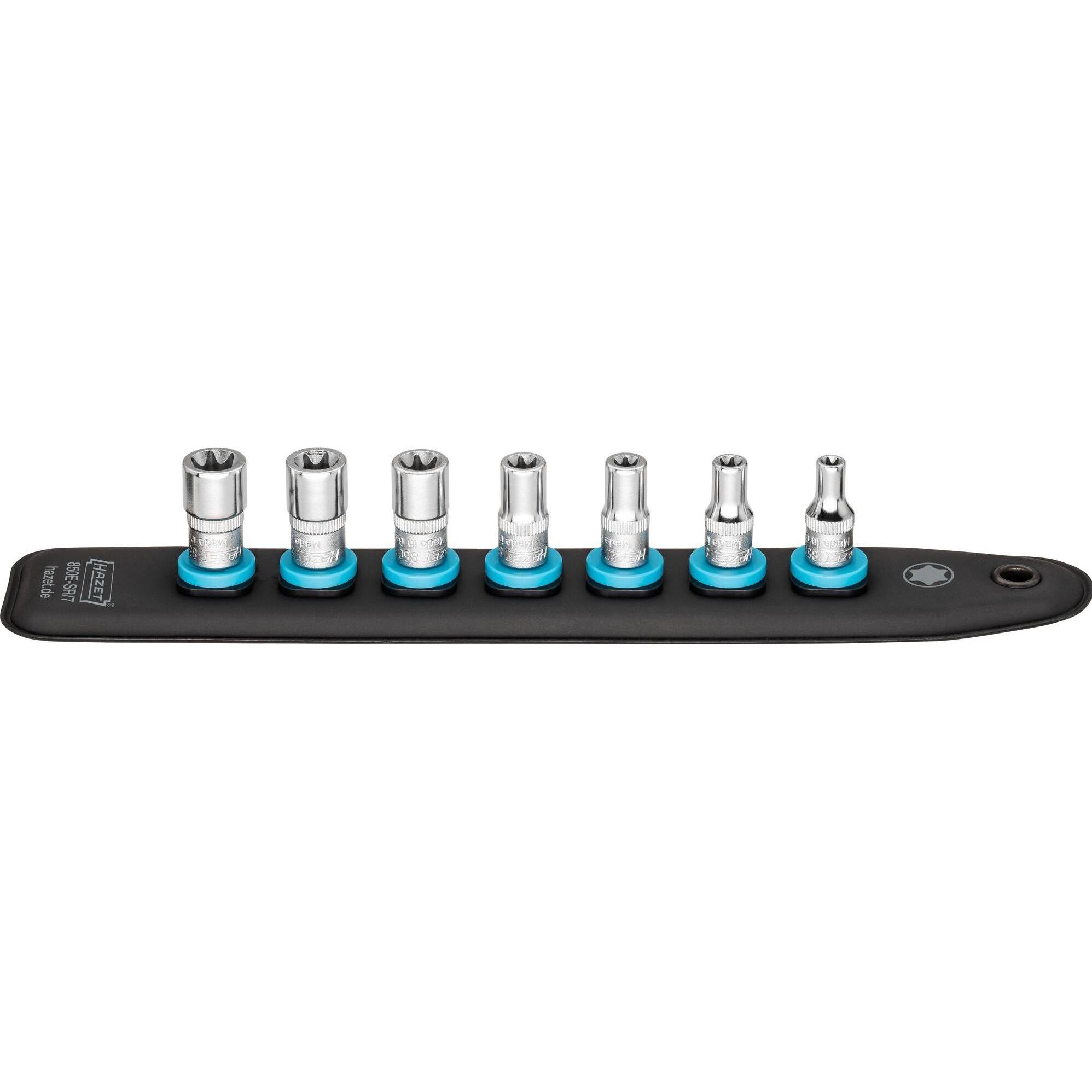 HAZET, Steckschlüssel + Stecknuss, SmartRail mit 7 Steckplätzen 850E-SR/7 ∙ Vierkant6,3 mm (1/4 Zoll) ∙ Aussen TORX Prof...