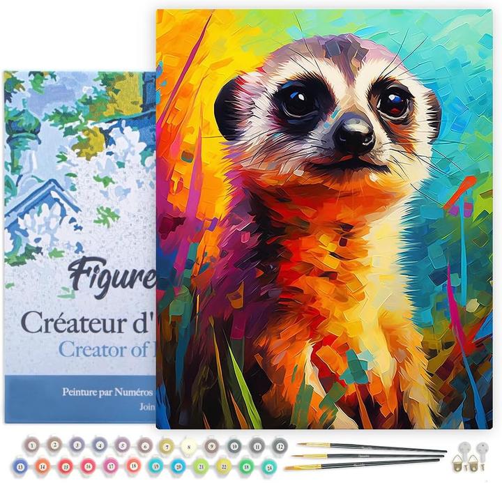 Figured'Art Malen nach Zahlen Set mit Rahmen (Erdmännchen)